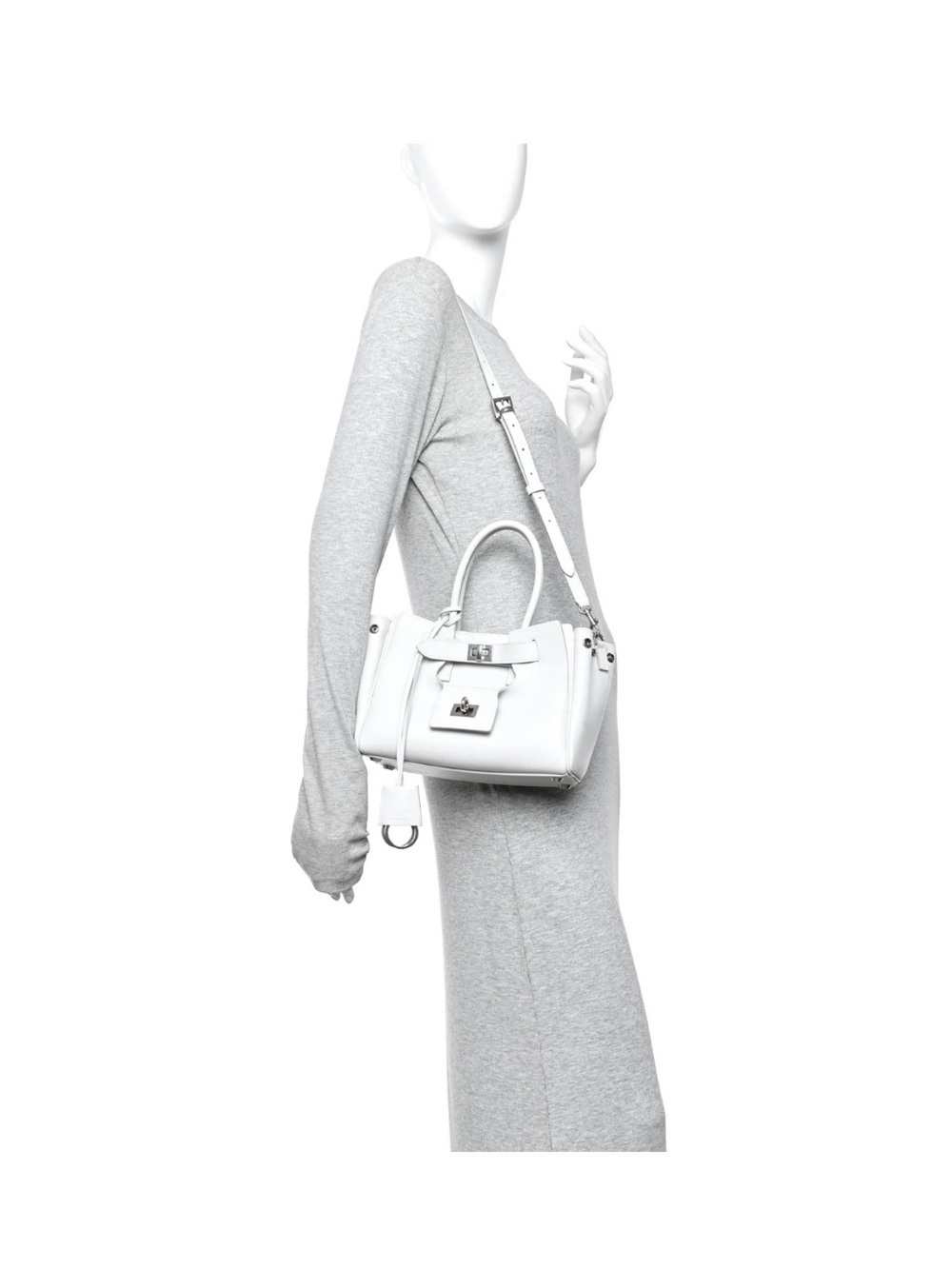 Balenciaga Bel Air smooth leather mini tote bag crossbody in white